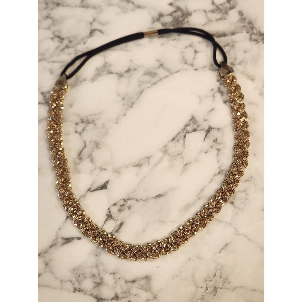 Gold Tone Braided Elastic Headband